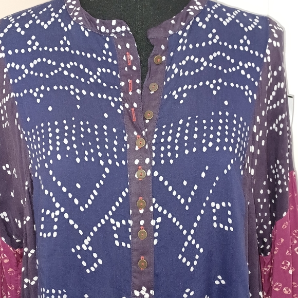 Free People Shibori Patchworkk Tunic Dress Sz Small - Picture 3 of 6